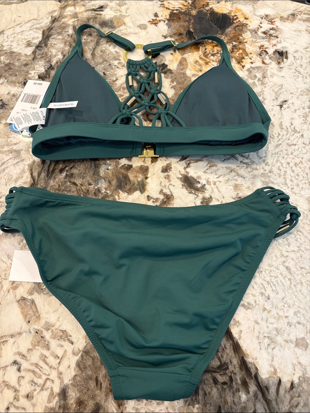 Bleu Rod Beattie Deep Teal Macramé Detail Bikini - Picture 5 of 6